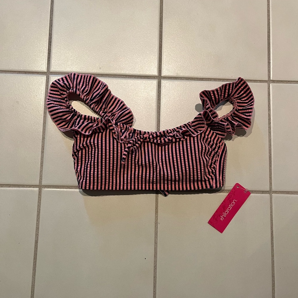 Pink Stripped Bikini Top